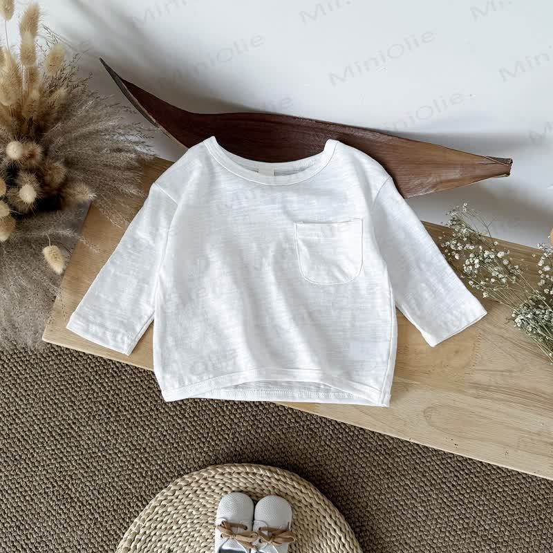 Baby Solid Color Crew Neck T-shirt - White - 2-3Y - image 2