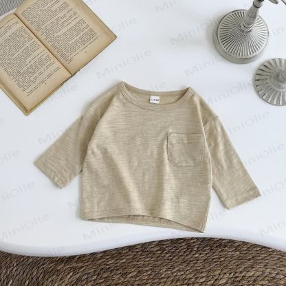 Baby Solid Color Crew Neck T-shirt - Yellow - 2-3Y - image 3