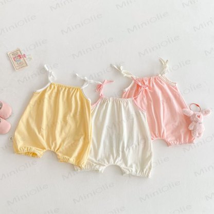Baby Girl Flower/Rabbit Strap Romper - image 5