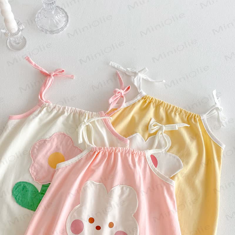 Baby Girl Flower/Rabbit Strap Romper - image 6