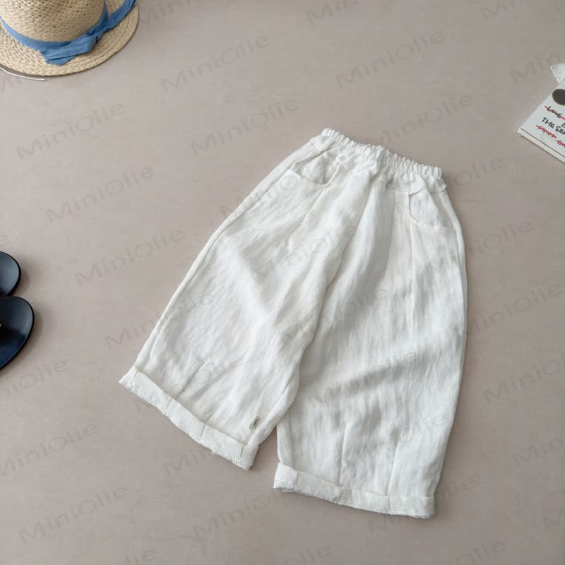 Toddler Kid Linen Solid Color Pants - White - 16-17T - image 2