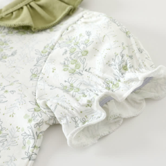 Baby White&Green Floral Ruffle Collar Romper - image 5