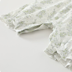 Baby White&Green Floral Ruffle Collar Romper - image 6