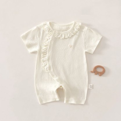 Baby Bowknot Ruffle Trim Romper - White - 18-24M - image 1