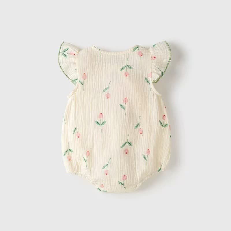 Baby Tulip Muslin Cotton Bodysuit with Hat - image 2