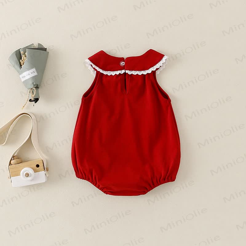 Baby Bow Emboidered Red Bodysuit - image 4