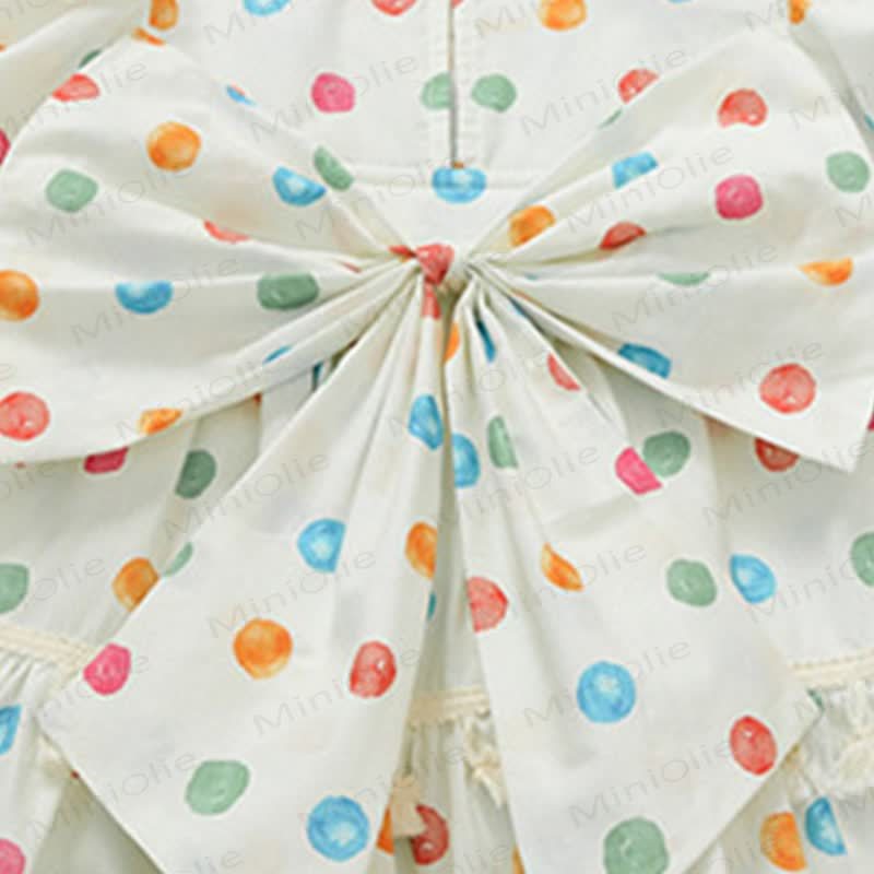 Toddler Girls Cotton Puff Sleeves Polka Dot Dress - image 6