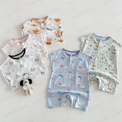 Baby Animal/Geometry/Playground Print Sleeveless Romper - image 1