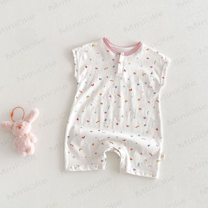 Baby Animal/Geometry/Playground Print Sleeveless Romper - Beige Geometry - 18-24M - image 3