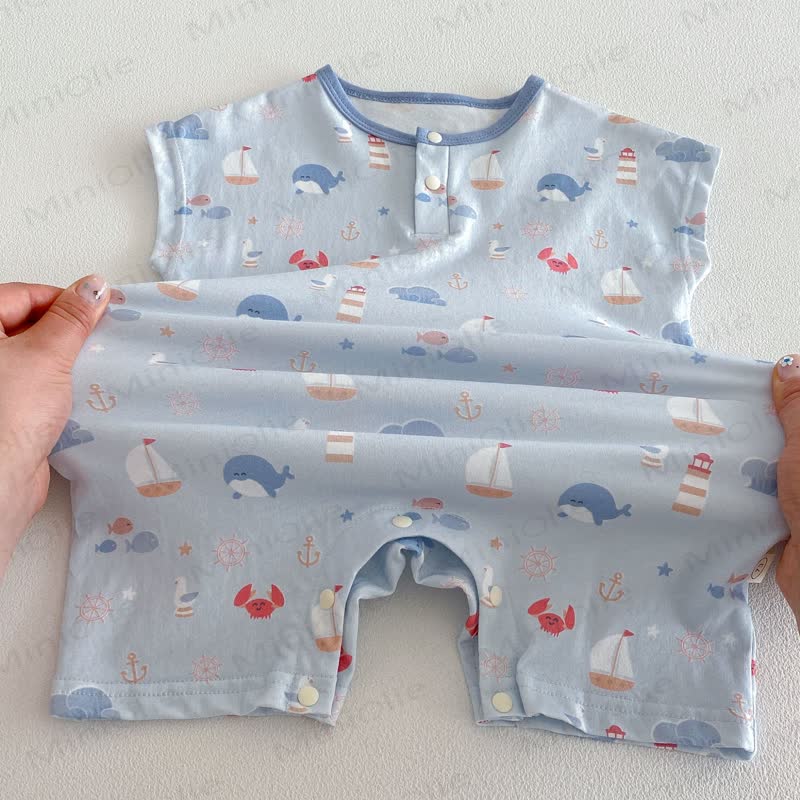 Baby Animal/Geometry/Playground Print Sleeveless Romper - image 10