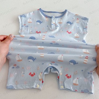 Baby Animal/Geometry/Playground Print Sleeveless Romper - image 10