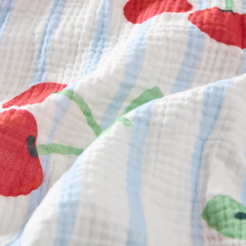 Baby Cherry Fullprint Blue Striped Romper With Hat - image 6