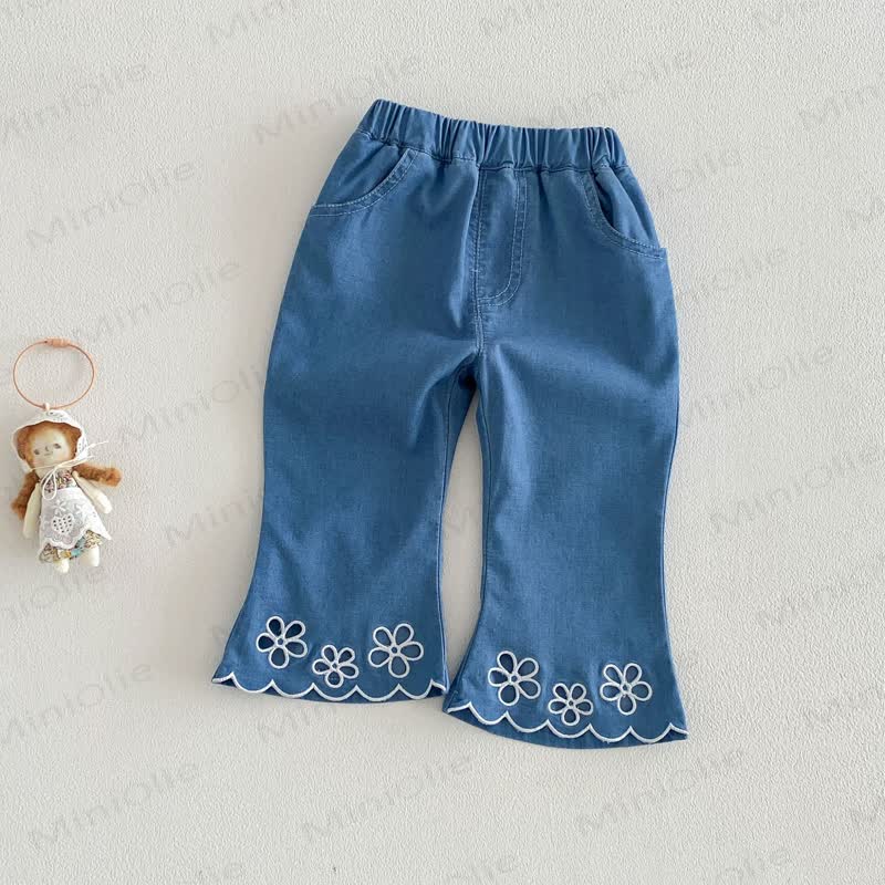 Toddler Girls Cotton Floral Lace Tank Top or Pants - Blue - 4-5T - image 3