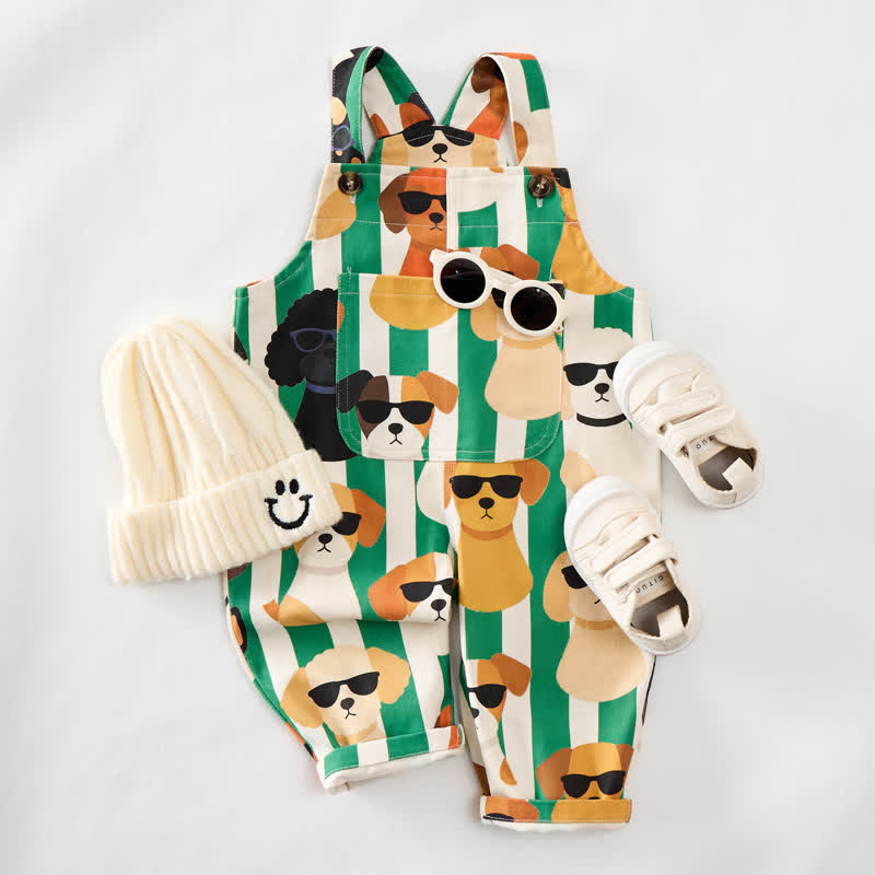 Baby Toddler Puppy Striped Overalls  - image 2