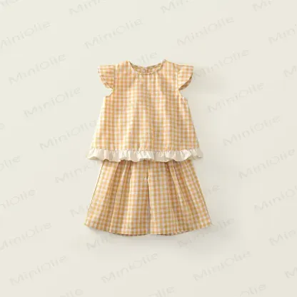 Toddler Girls Gingham Ruffle Tank Top and Pants Set - Yellow - 8-9T - image 3