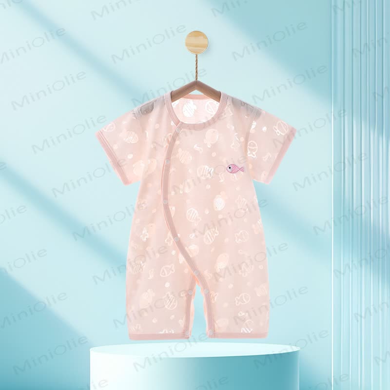 Baby Fish Print Summer Romper - Pink - 12-18M - image 3