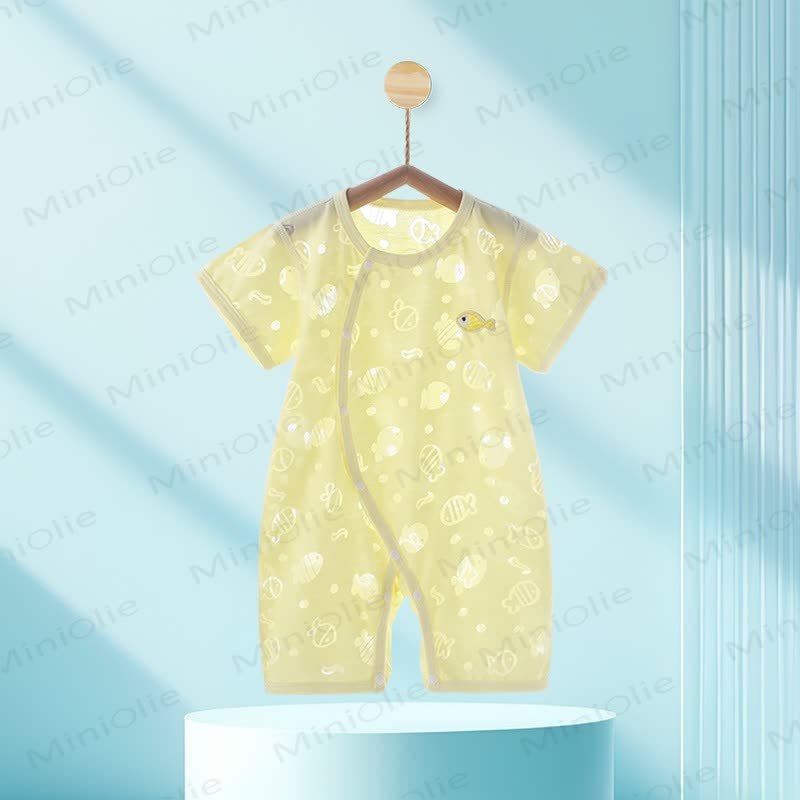Baby Fish Print Summer Romper - Yellow - 12-18M - image 4