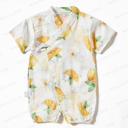 Baby Fruit Print Wrap Romper - Lemon - 18-24M - image 1