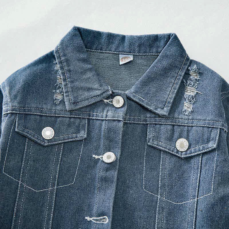 Toddler Kid Multicolor Flower Print Denim Jacket - image 3