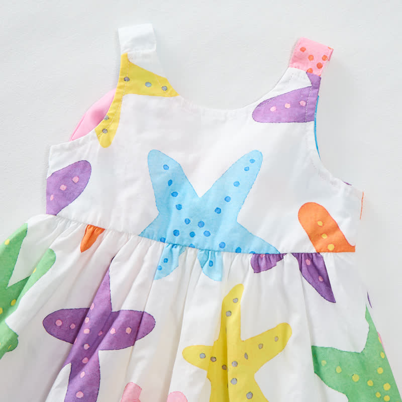 Baby Girl Colorful Starfish Bow Dress with Hat - image 6