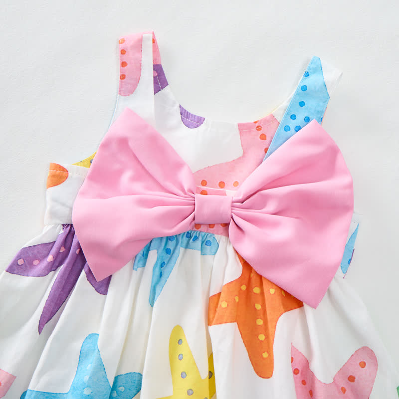 Baby Girl Colorful Starfish Bow Dress with Hat - image 7