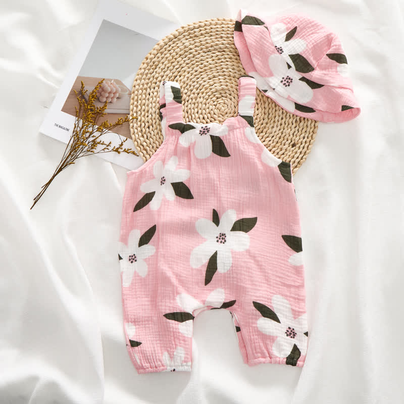 Baby White Flower Romper with Hat - image 2