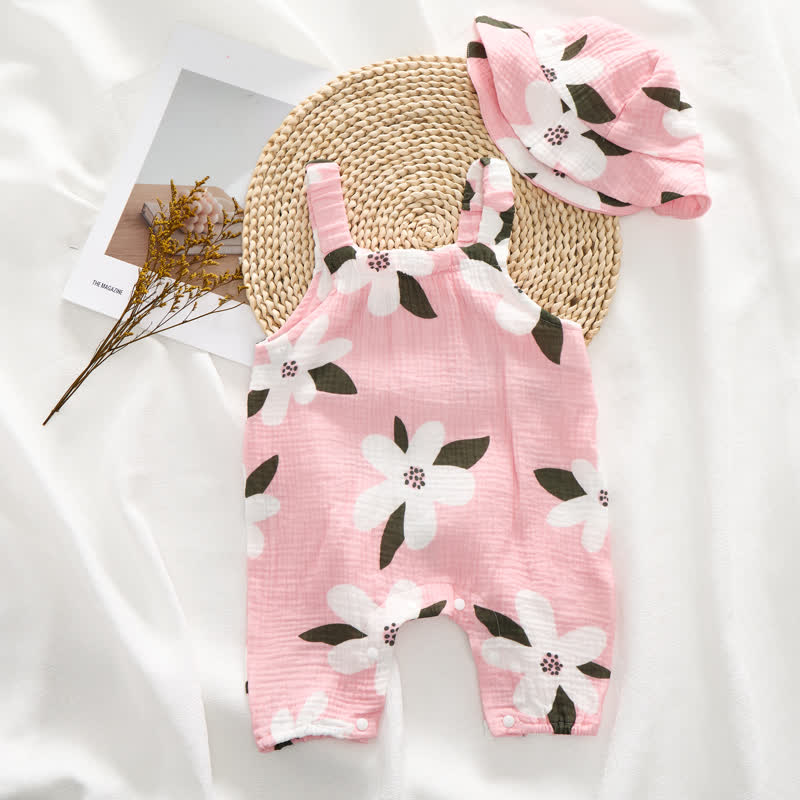 Baby White Flower Romper with Hat - image 3