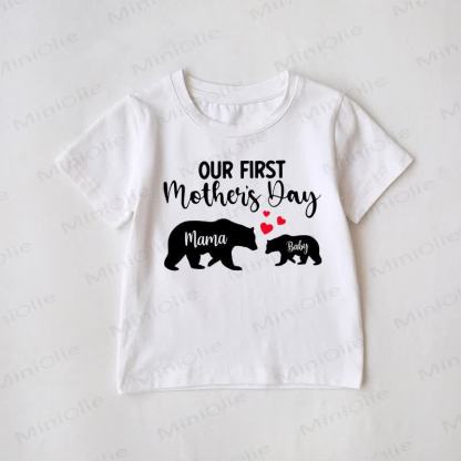 OUR FIRST MOTHER'S DAY Family MAMA&BABY Elephant Matching T-Shirt - White - Baby T-Shirt: 3-5T - image 2