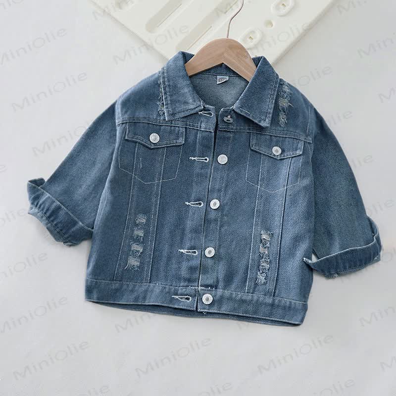Toddler Kid Smile Face Print Gingham Denim Jacket - image 2