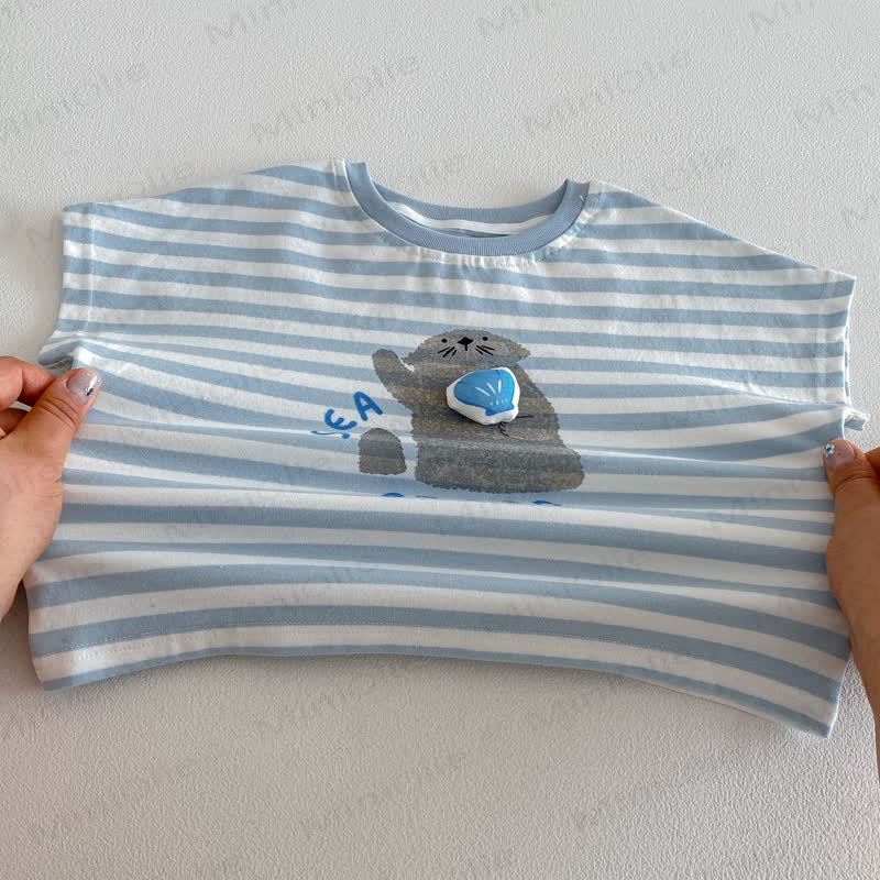 Baby Toddler Cotton Stripe T-Shirt or Solid Color Shorts - image 9
