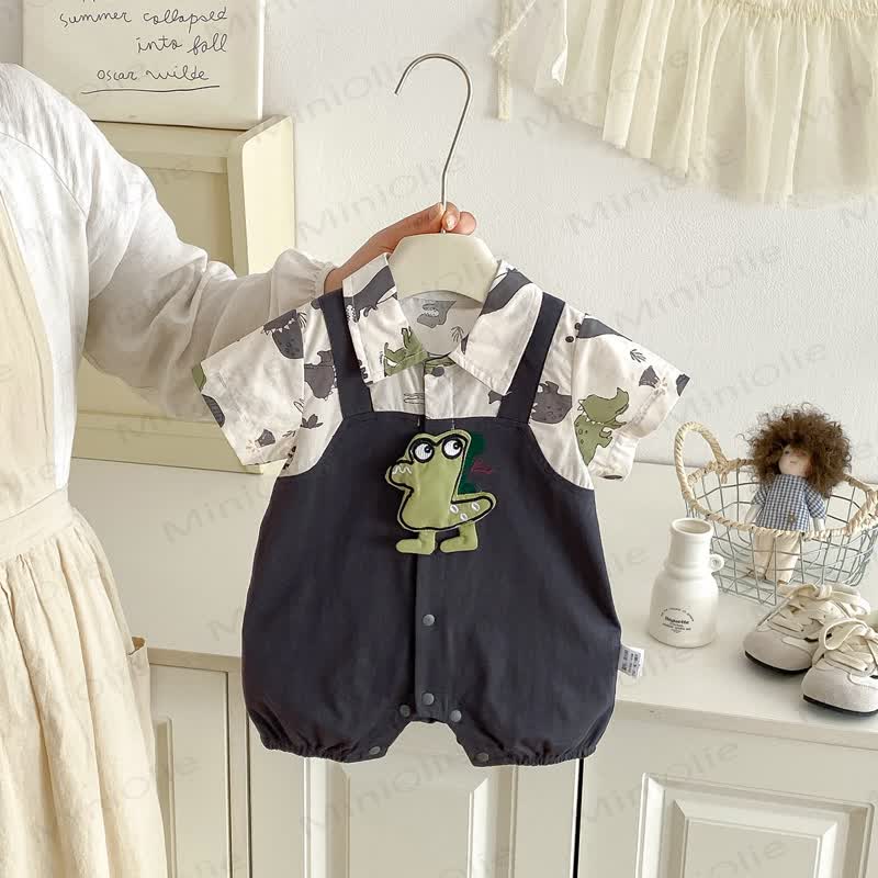 Baby Boy Dinosaur Print Romper - Black - 10-15M - image 1