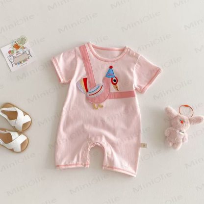 Baby Animal Short-sleeve Romper - Pink Woodpecker - 18-24M - image 2