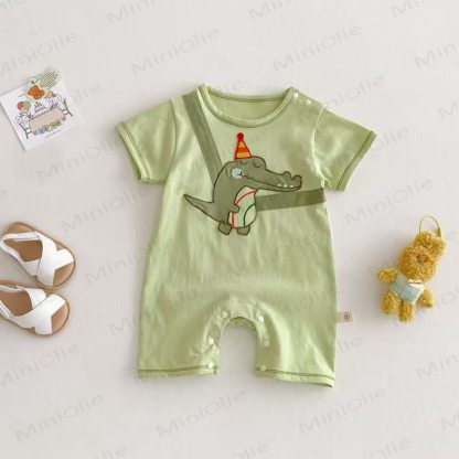 Baby Animal Short-sleeve Romper - Green Crocodile - 18-24M - image 5