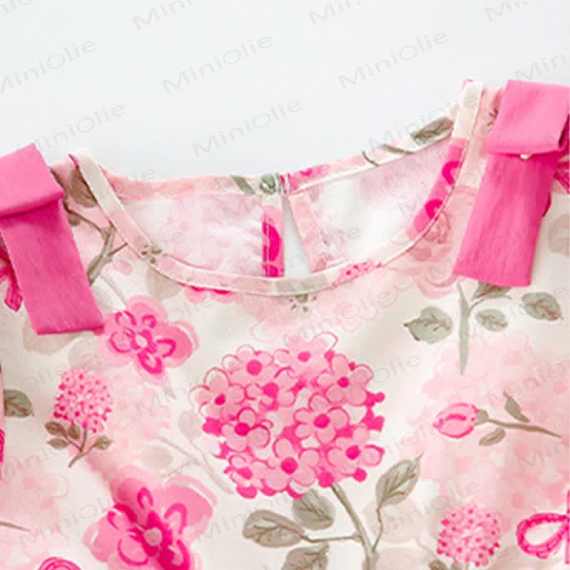 Toddler Girls Cotton Pink Floral Puff Sleeves Dress - image 8