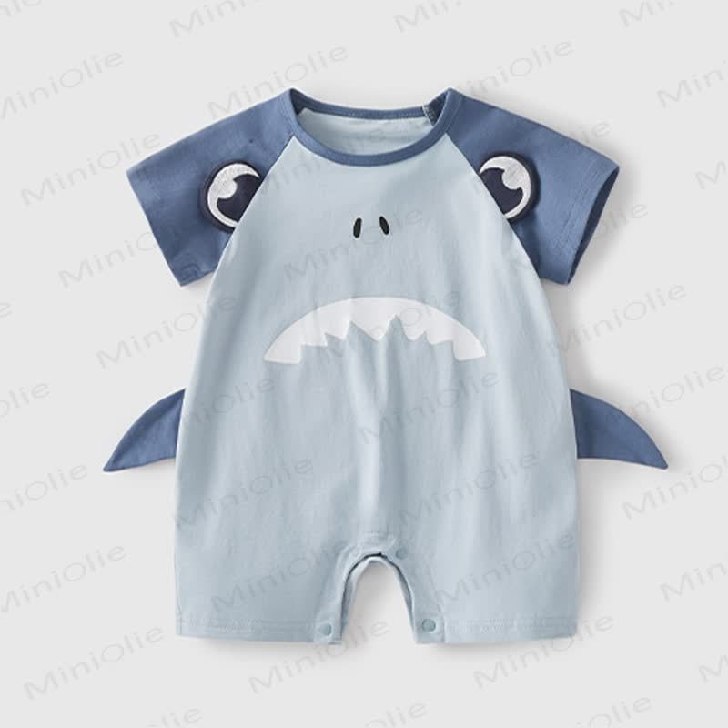 Baby Shark/Dino Raglan Romper - Blue Shark - 18-24M - image 2