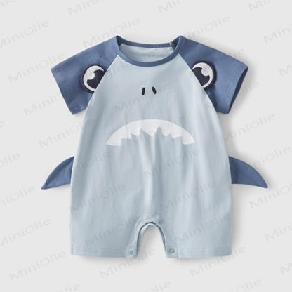 Baby Shark/Dino Raglan Romper - Blue Shark - 18-24M - image 2