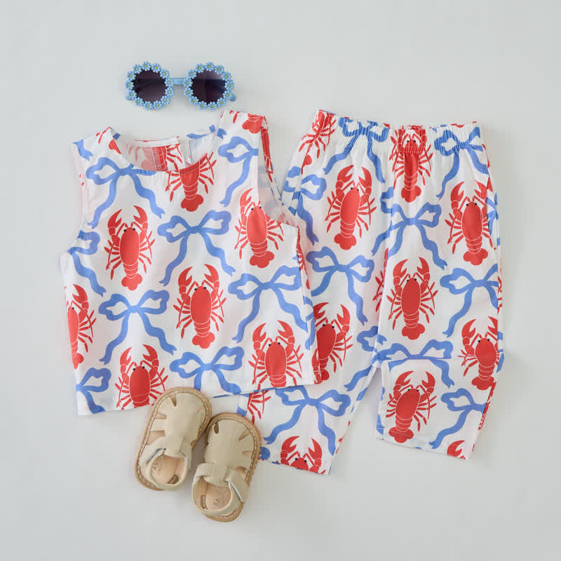 Toddler Lobster and Bowknot Sleeveless 2-piece Set - image 2