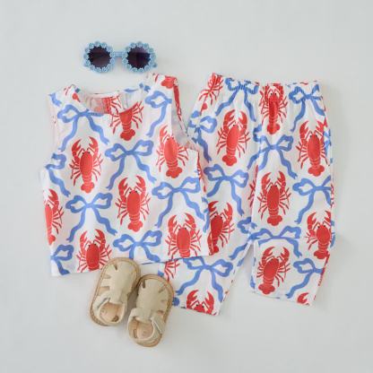 Toddler Lobster and Bowknot Sleeveless 2-piece Set - image 2
