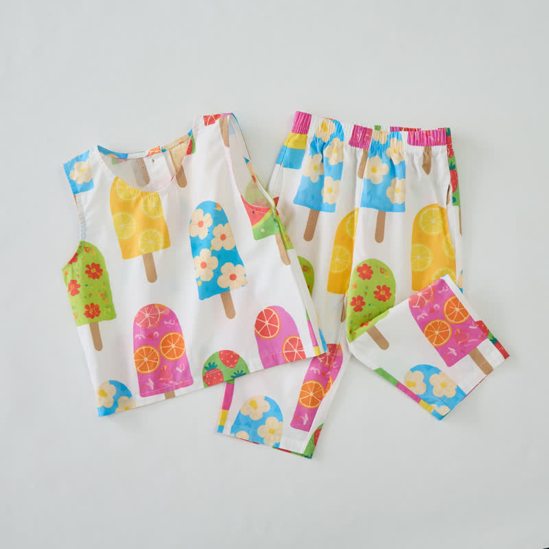 Toddler Colored Ice Cream Pattern Sleeveless 2-piece Set - image 2