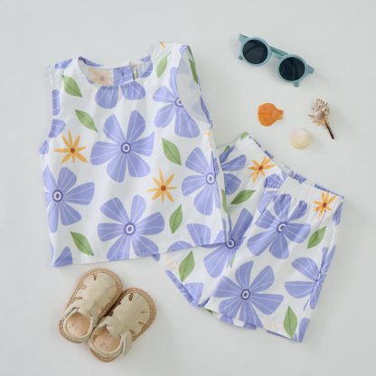 Baby Toddler White Flower Sleeveless 2-piece Set - image 2