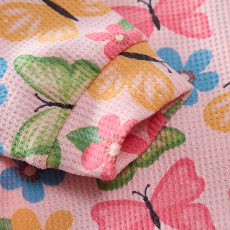 Baby Pink Butterflies and Flowers Waffle 2-piece Set - image 4