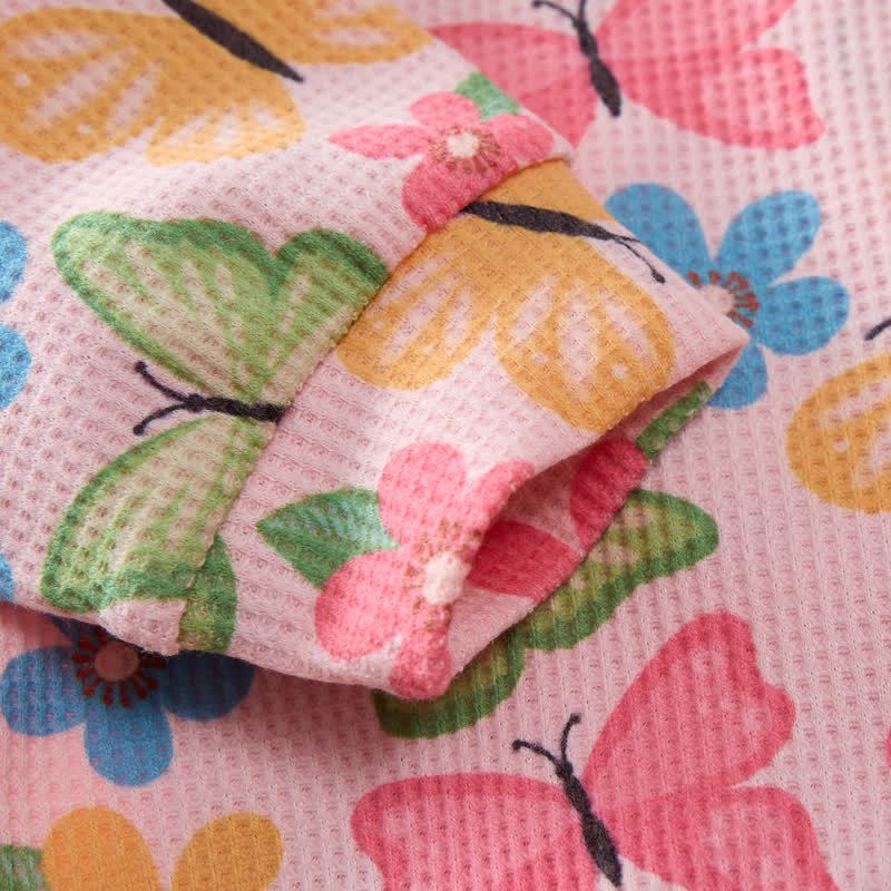 Baby Pink Butterflies and Flowers Waffle 2-piece Set - image 4