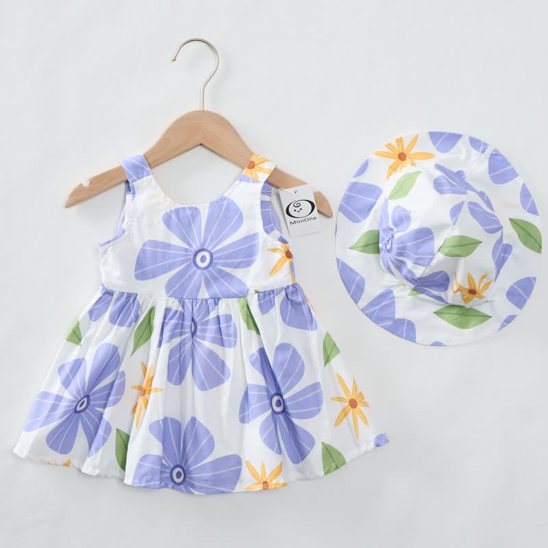 Baby Flowers Art Dress with Hat - image 3