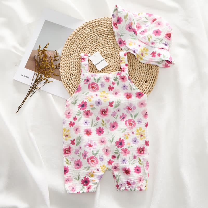 Baby Flower White Romper with Hat - image 3