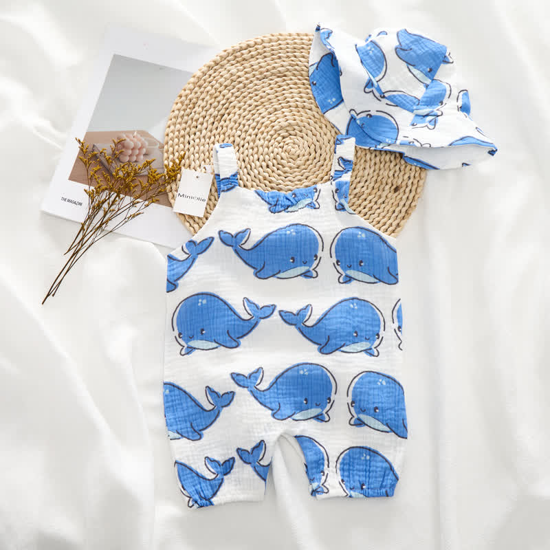 Baby Lovely Whale White Romper with Hat - image 3