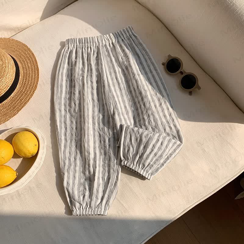 Toddler Cotton Striped or Plaid Pants - Grey Stripe - 8-9T - image 3