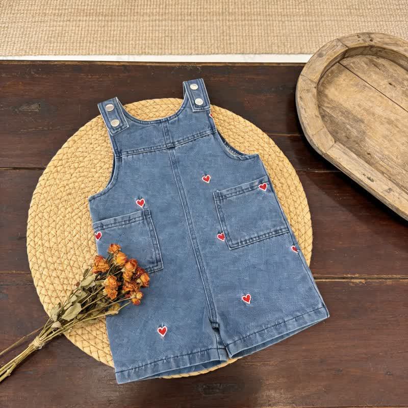 Baby Denim Heart Print Romper - image 3