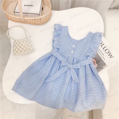 Gumiko Toddler Girl Yellow Gingham Cotton Dress - Blue - 4-5T - image 3