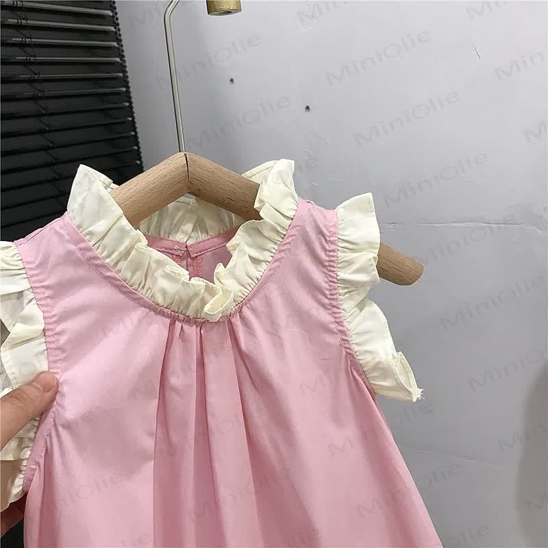 Toddler Girls Cotton Solid Color Tulle Sleeveless Dress - image 5
