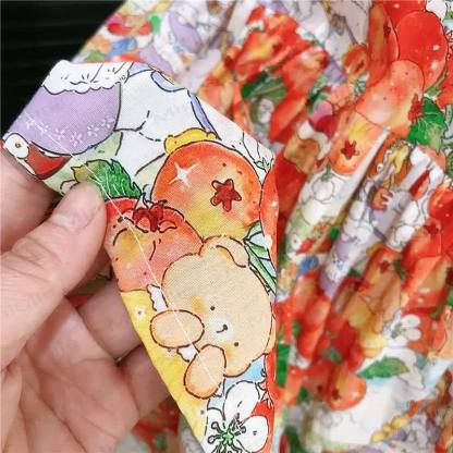 Toddler Girls Cotton Orange Print Puff Sleeves Dress - image 6